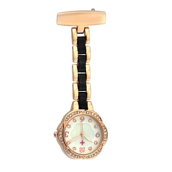 Часовник за медицински сестри с цветя модел ALK, диамантена ключодържател, джобни часовници за медицински сестри, сребърен подарък за медицински сестри, брошка от розово злато, кварцов часовник за лекари