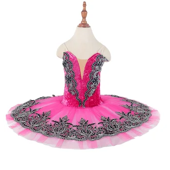 Изискана предпрофессиональная детски дрехи за танци на потребителски размер и цвят за момичета, на 7 слоя розова балетна опаковки от висок клас