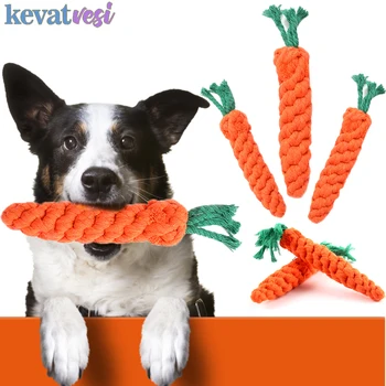 1 бр. играчка за кучета във формата на анимационни моркови, играчка за дъвчене на кучетата, памучен въже, устойчив на укусам, играчка за почистване на местни зъби, продукти за домашни любимци на открито