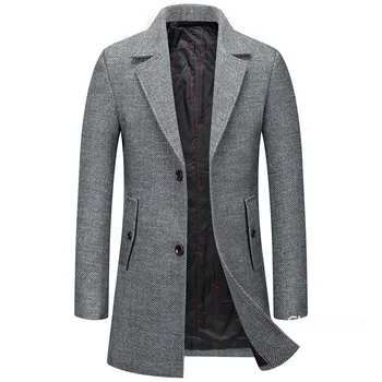 Висококачествени мъжки зимни палта, бизнес ежедневни тренчи, мъжки кашмир тренчи, вълнени смеси, дългите зимни якета, размер 4XL