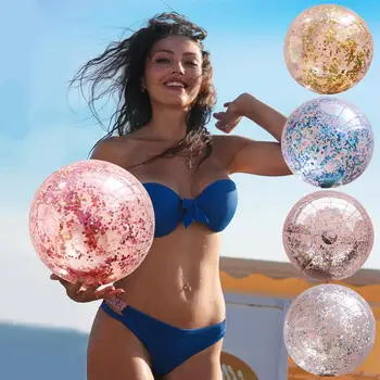40 см надуваем блестящ плажна топка, летен водна топка, плажни играчки с пайети за плаж, играчки за парти край басейна, играчки за деца, Daniela R6m6