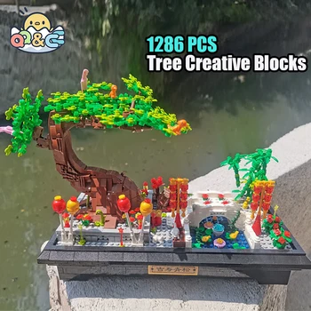 1286 бр. мини градивните елементи на гърне серия Цвете дърво творческа събрание САМ тухлен блок детски играчки за деца подаръци за рожден ден
