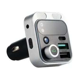 Bluetooth 5,0 FM Предавател За кола, По-Мощен Двоен микрофон и Hi-Fi, Дълбок Бас, 48 Вата, PD и QC3.0, Адаптер за Кола за разговори със свободни ръце