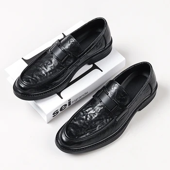 Мъжки кожени обувки, градинска кожени обувки, благородна оксфорд обувки, бизнес офис черна кожена обувки, лоферы за мъже