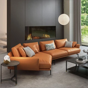 Минималистични диван кожа модерна минималистичная мебели за хола Nordic net red ins wind италиански ъглов кожен диван