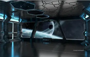 потребителски фотообои тапети 3d Космически кораб научно-фантастична сцена бар кабелна телевизия тапети начало декор тапети за стени, на рула хол