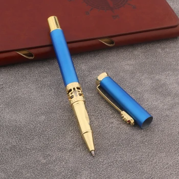 мат синя химикалка химикалка, златна метална писалка-roller, канцеларски материали, ученически принадлежности, химикалки