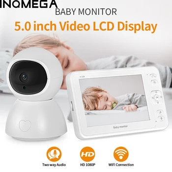 INQMEGA Температура се следи бебето за нощно виждане камера 5 инча, 1 екран за Защита на сигурността на 1080P музикална помещение за вътрешна връзка
