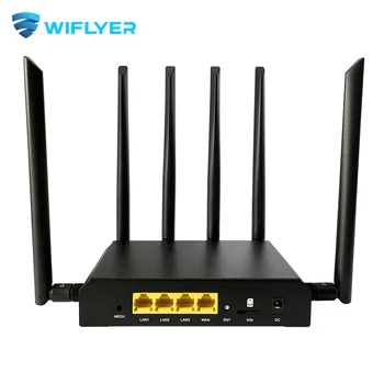 Wiflyer 4G Openwrt Рутер Wifi6 Окото 1800 Mbps Сим-карта Гигабитная Локална мрежа 2,4 Ghz 5,0 Ghz, 8 * Антена Wifi Интернет, за 128 Устройства