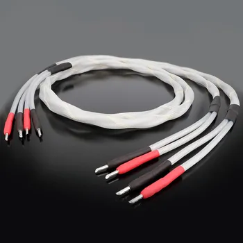 Новата двойка X420BA1417 5nocc (99,997%), кабел за динамиката, от чисто сребро, подобрен кабел за аудиоусилителя Hi-end, Y-образен конектор Banana Pl