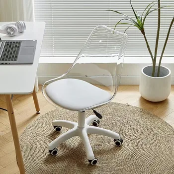 Компютърен стол, отвличане на колелото, семейно стол за грим, прозрачно проста офис стол малко пространство, стол за обучение, стол за почивка