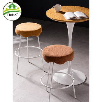 Вельветовый творчески iron бар стол за всекидневна, модерна маса за хранене, бар стол със специална форма, обикновен кухненски стол, мебели за дома