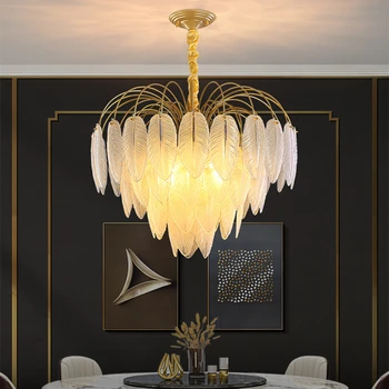 Стъклен полилей за всекидневната, романтична луксозна led подвесная лампа във френски стил за трапезария, спални, ресторант, вътрешен декор