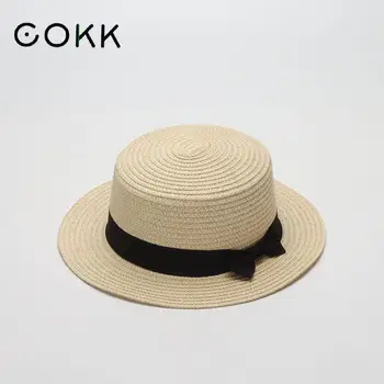 COKK Лятна шапка Дамски слама солнцезащитная шапка Дамски плажната пътна шапка с широка периферия Дамски шапки Солнцезащитная шапка Ежедневни пътна Gorros