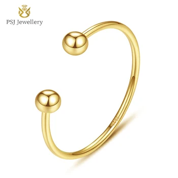 PSJ търговия на Едро с Модни полирани 18-каратные позлатени пръстени с топки, регулируеми пръстени от сребро 925 проба за жени