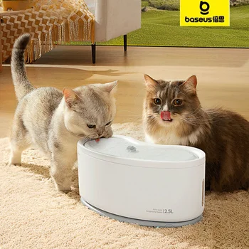 Baseus Диспенсер за вода за котки, автоматични хранилки за домашни любимци, интелигентен водна помпа за фонтан за котки, безжична филтър пиенето за кучета и котки
