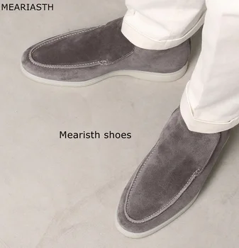 Meariasth/ Лидер на Продажбите; Мъжки Лоферы на равна подметка Телесен цвят Розов; Качествени Обувки на плоска подметка от естествен велур с кръгла пръсти; Ежедневни официалната Модел Обувки за Мъже