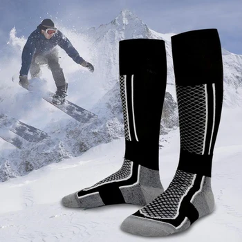 Нови ски чорапи, плътни памучни чорапи за спорт на открито, Колоездене, ски, футболни чорапи, мъжки, женски, влагопоглощающие, высокоэластичные, термоноски
