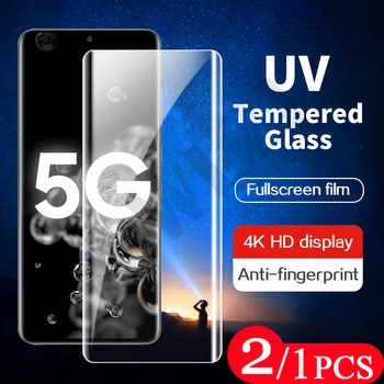 2/1 бр. калъф от UV-закалено стъкло за Samsung Galaxy S21 note 20 Ultra S20 S9 S10 S8 10 плюс протектор на екрана на телефона защитно фолио