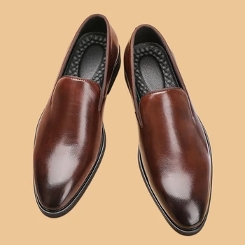 Лоферы с квадратни пръсти, сватбени обувки без закопчалка на червената подметка, мъжки модел обувки ръчна изработка, безплатна доставка, размер 38-48