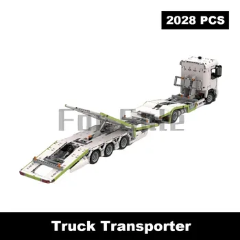 Moc-71551 Транспортен камион Строителни блокове на детски Играчки е с цилиндрична форма с ремарке на Съединителната модел Большегрузный камион Декориране на детски играчки подарък