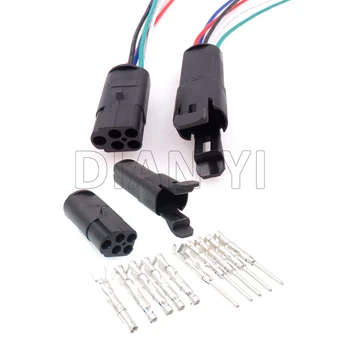 1 комплект 5-позиционна автоматична херметически конектори, автомобилни мъжки женски колан, кабели с кабели