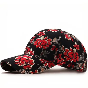 Проста жена бейзболна шапка с печат и бродерия, шапки с цветя модел за момичета, дънки, дамски шапка лятна шапка от слънцето за риболов