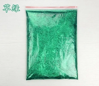 Зелената блестяща пудра на прах за дизайн на ноктите, флаш захар, 500 грама / пакет, блясък за защита на околната среда, зареждане с материал за дизайн на ноктите.