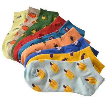 Нови Прекрасни Памучни Чорапи 11 Плодов цвят Love Candy, Летен Стил, Дамски Чорапи, Дамски Тънък Чехли-носочки, Удобни, 1 чифт = 2 бр.