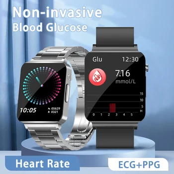 2023 Нов монитор ниво на глюкоза в кръвта, умни часовници за здравето, мъжки, женски, ЕКГ + ТОЧКИ, термометър за измерване на кръвното налягане, IP68, водоустойчиви спортни умен часовник