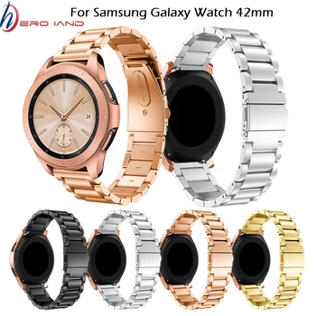 Каишка за часовник от неръждаема стомана с 3 обозначени 20 мм за Samsung Galaxy Watch 42 мм, метална каишка от розово злато за Samsung Gear S2